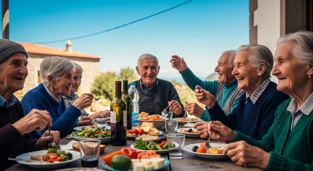 The Science of Longevity: 5 Secrets to Extending Your Healthspan 21 Elderly people laughing and eating in Sardinia Blue Zone